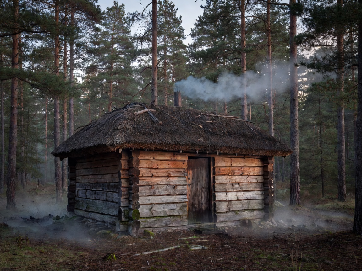 Estonian Savusann Smoke Sauna Cabin exterior with seasoned timber